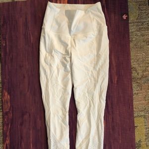 lululemon athletica Pants - Lululemon white yoga pant with Lazer cutouts lululemon athletica Pants - Lululemon white yoga pant with Lazer cutouts